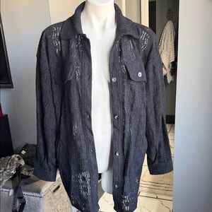 Black lace Button-Up